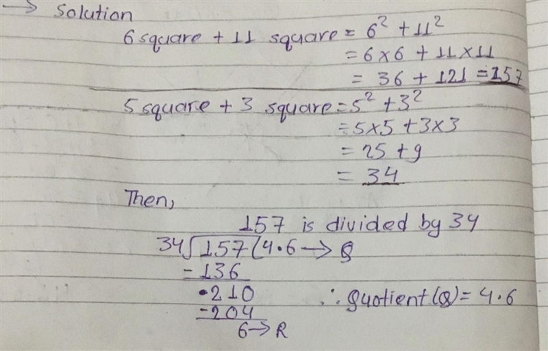 What is the following quotient? 6square + 11square divided by 5square +3 square-example-1