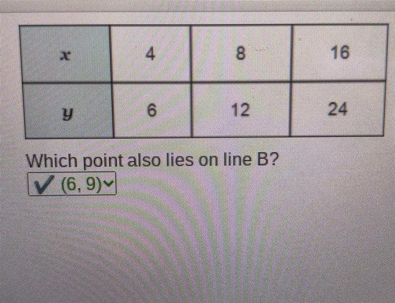 Which point also lies on line B?-example-1