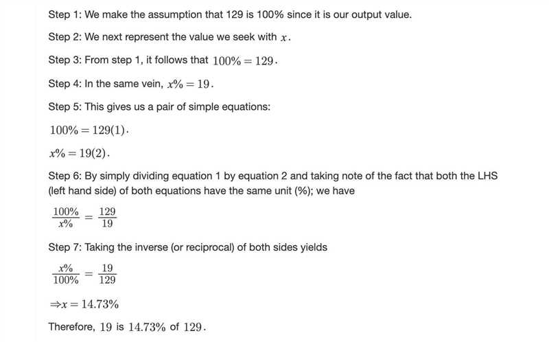 How do you figure out the percentage of 19 into 129-example-1