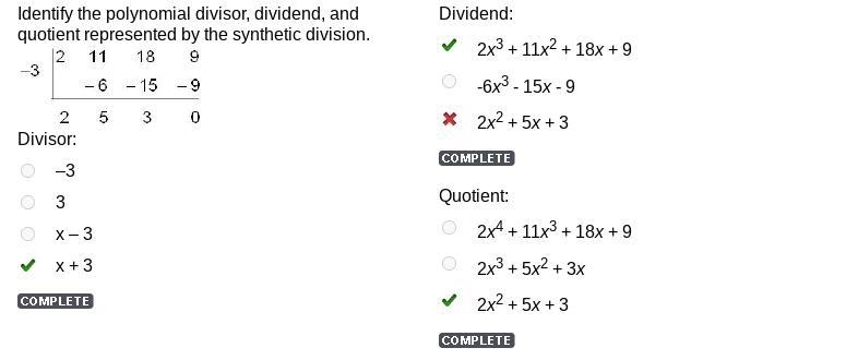 Use synthetic division to solve (2x3+4x2 – 35x+15) +(x-3). What is the quotient? O-example-1