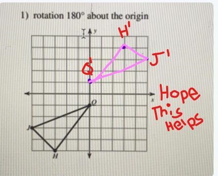 1) rotation 180° about the origin-example-1