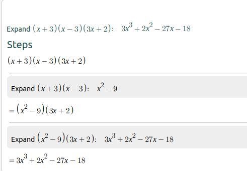 Expand and simplify (x + 3)(x - 3)(3x + 2)​-example-1