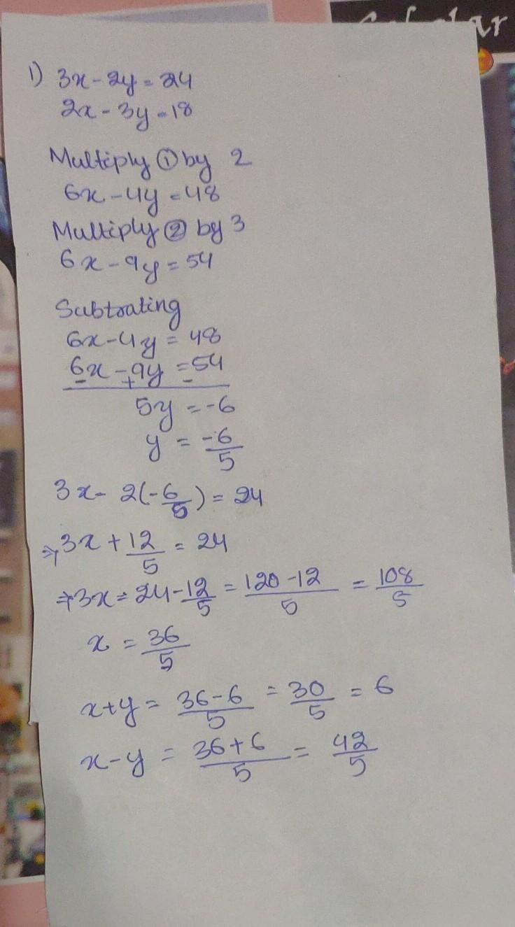 Solve x and y 3x-4y=18,9x+2y=12-example-1