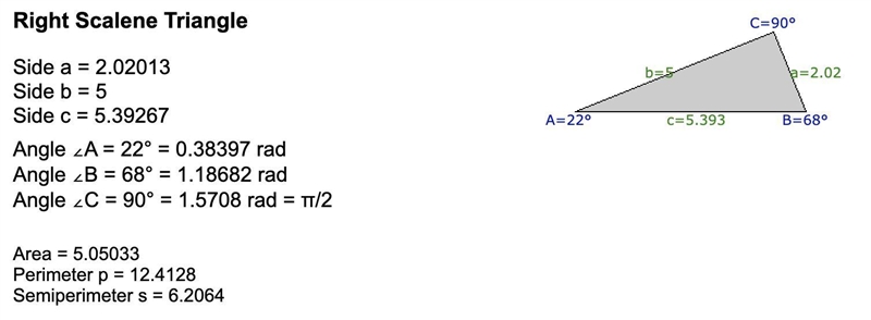 Given: AABC, AC = 5 m C = 90° m A= 22° Find: Perimeter of AABC A C B-example-1