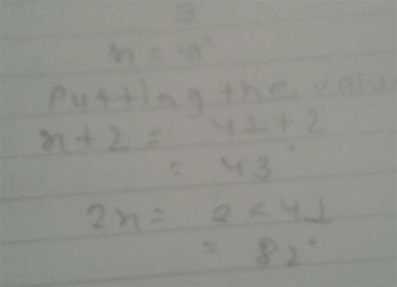 If a triangle has angles of X+2, 2x, and 55. What are the three angle measurements-example-2