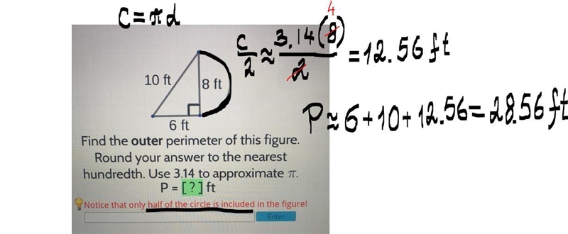 10 ft 18 ft 6 ft Find the outer perimeter of this figure. Round your answer to the-example-1