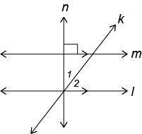 M∠1 = (4x + 9)° and m∠2 = (x − 14)° in the given figure. Find x. An image of two parallel-example-1