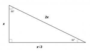 Find the values of x and y in the special right triangle below.-example-1