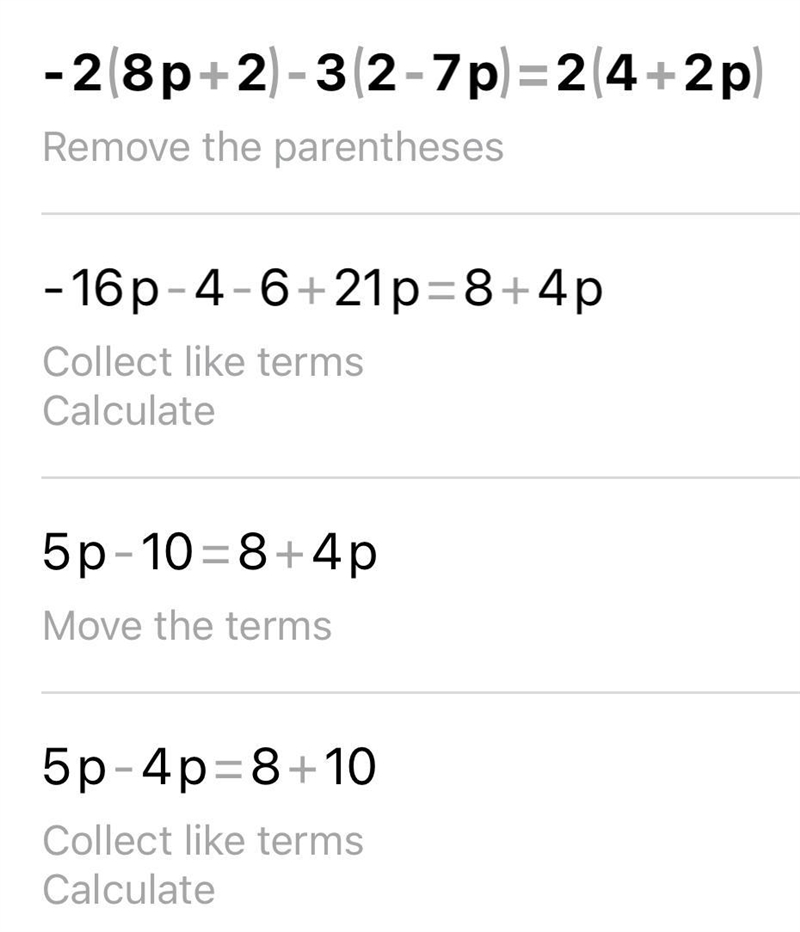 -2 (8p+2) -3(2-7p)=2(4+2p)​-example-1