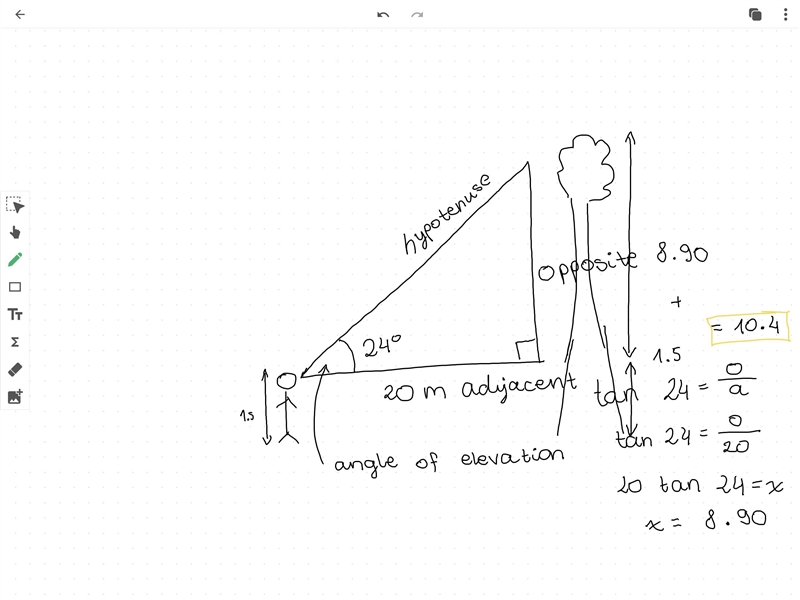 A boy stands 20m away from the foot of the tree. The angle of elevation of the top-example-1