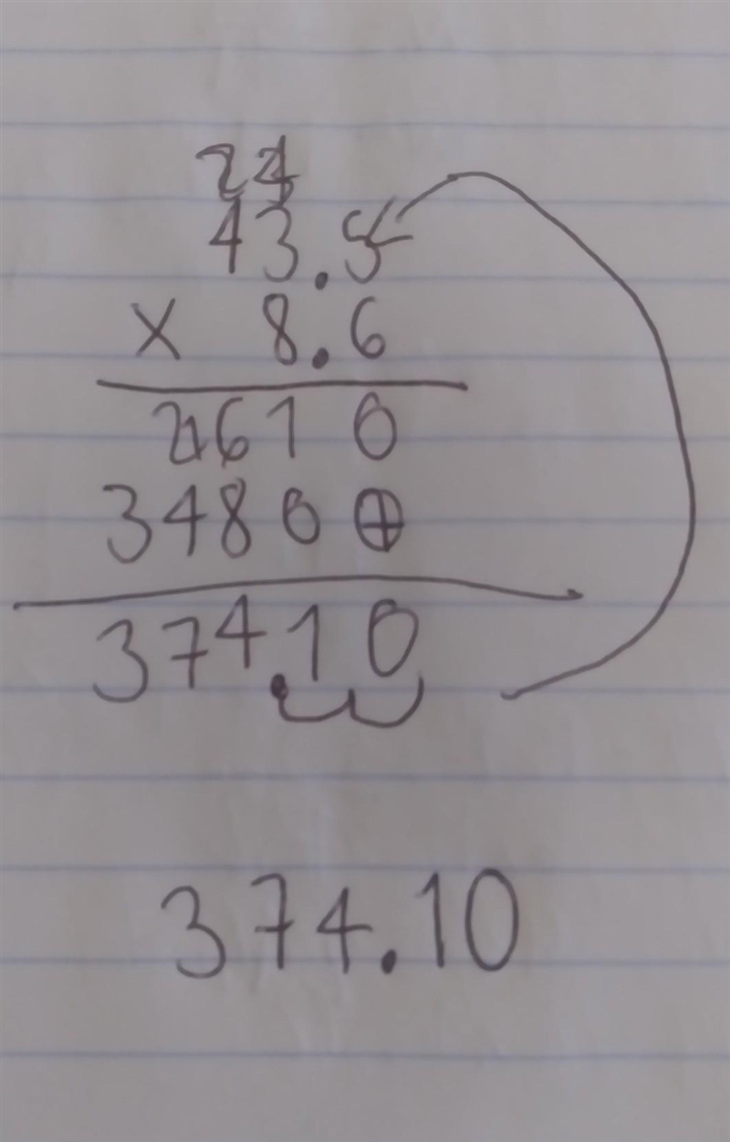 43,5 multiplicado por 8,6 y que la explicación o la operación venga incluida porfavor-example-1