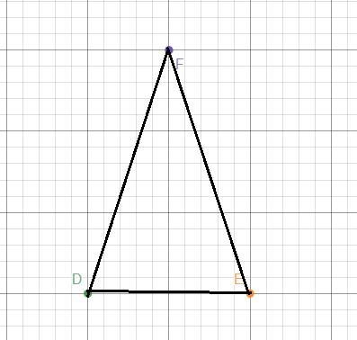 Triangle DEF has vertices D = (-4,-4), E = (-2,-4), and F = (-3,-1). 5! 3 2 1 -7 6 5 4 3 2 2 3 4 5 6 10 5 3. What-example-1