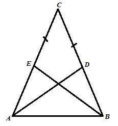 ABC is an isosceles triangle in which AC =BC. D and E are points on BC and AC such-example-1