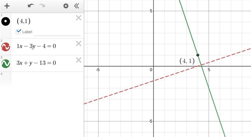 Find the equation of the line passing through (4,1) and perpendicular to the line-example-1