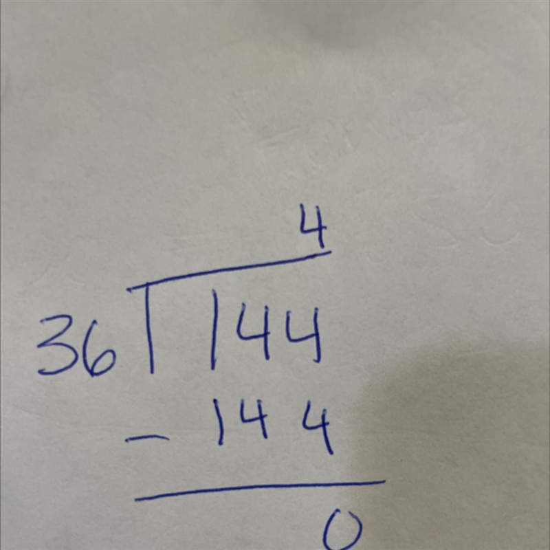 How do I do long division if it's 144 ÷ 36. please help​-example-1