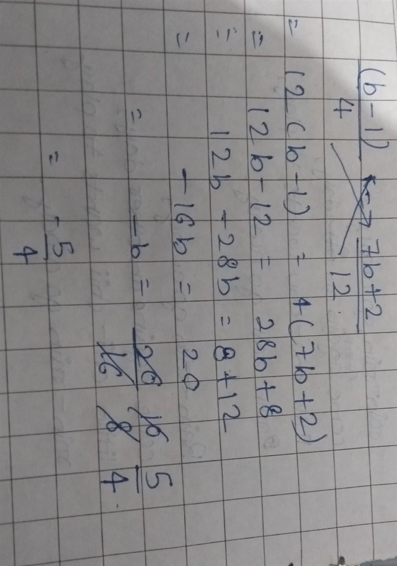 Find b for (b-1)/4=(7b+2)/12-example-1