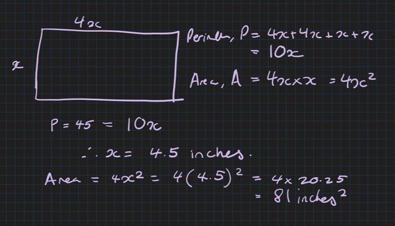 The length of a rectangle is four times the width. The perimeter of the rectangle-example-1