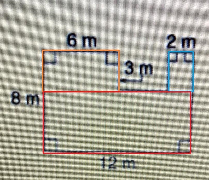 96 sq meters 144 sq meters 84 sq meters 102 sq meters Pls show work I get different-example-1