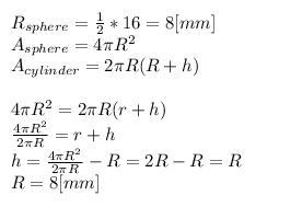 4. A sphere with a diameter of 16 mm has the same surface area as the total surface-example-1