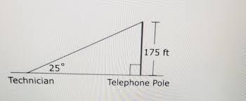 A maintenance technician sights the top of a telephone pole at a 25° angle of elevation-example-1