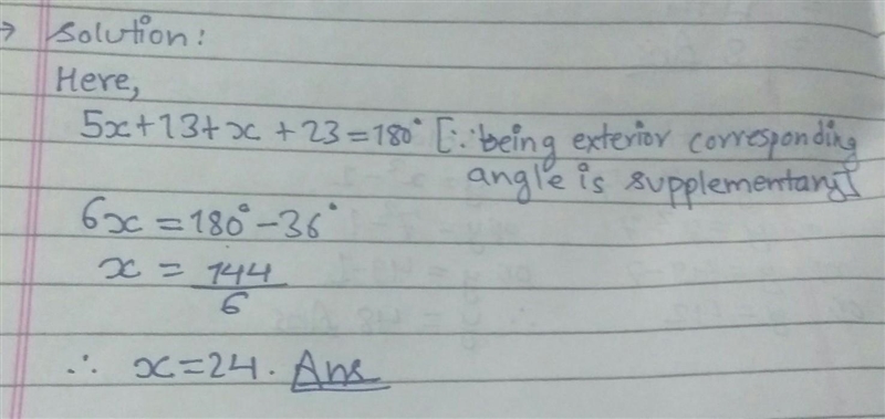 Solve for x. H A x + 23 5x + 13 x = [?] Enter-example-1