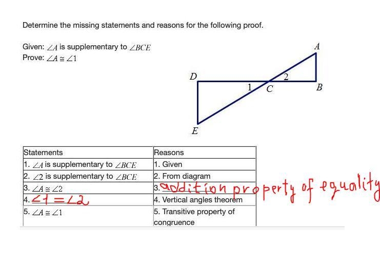 Determine the missing statements and reasons for the following proof.-example-1