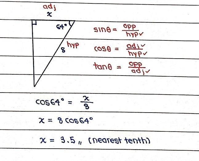 HELP! Find x. Round to the nearest tenth. 64 8-example-1