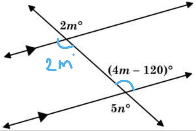 Find the values of m and n. A. m = 60, n = 12 B. m = 50, n = 20 C. m = 50, n = 16 D-example-1