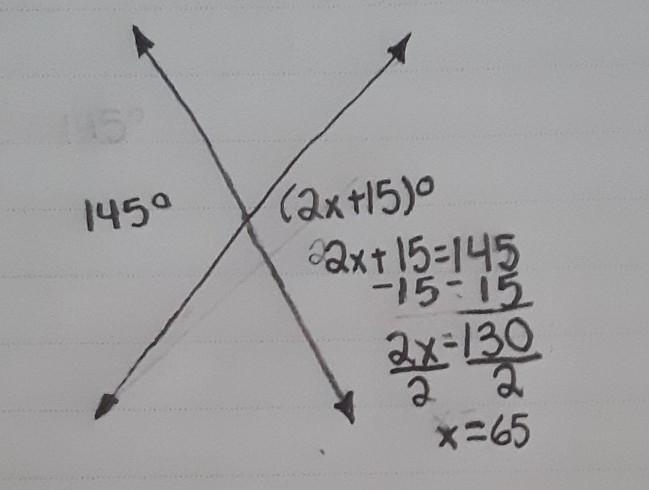 What is the value of x in the figure? Enter your answer in the box. 145° (2x + 15)° Someone-example-1