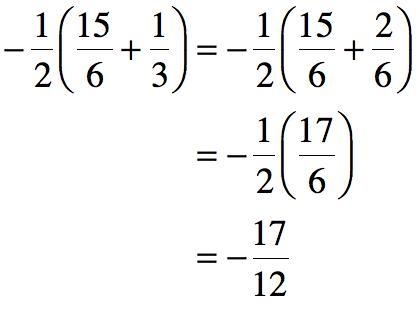 Simplify this expression -1/2 (15/6 + 1/3)-example-1