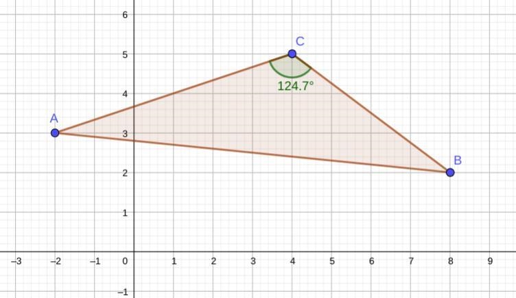 Prove that A (-2,3), B(8,2), C(4,5) are the vertices of a right triangle Pls help-example-1