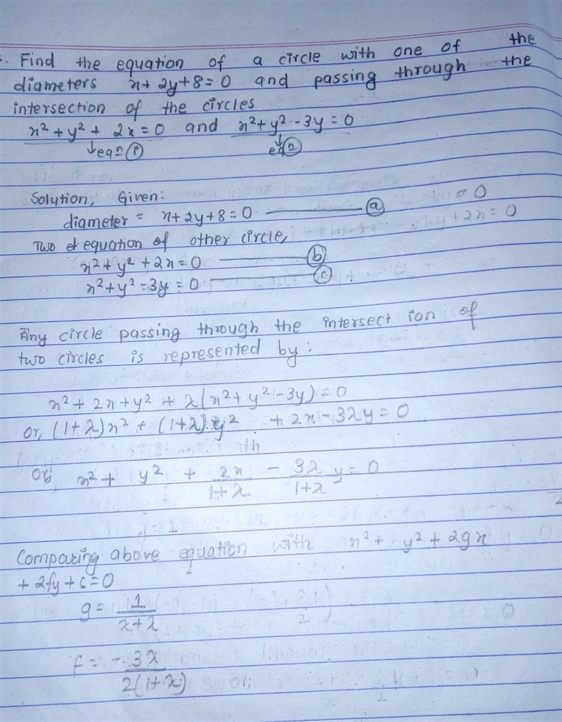 7.find the equation of a circle with one of the diameters x+2y+8=0and passing through-example-1