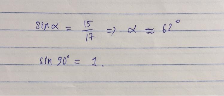 Suppose that sin a= 15/17 and 90 degrees-example-1