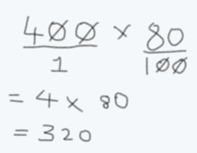 What would you multiply by to find 80% of an amount-example-1