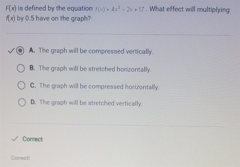 FX) is defined by the equation f(x) = 4x2 - 2x +17. What effect will multiplying f-example-1