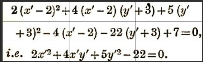 Transform the equation 2x^2 + 4xy + 5y^2 - 4x - 22 to parallel axes through (-2,3).-example-1