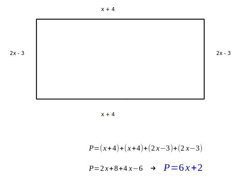 14 14) Write an expression for the perimeter of a rectangular room with sides x + 4 and-example-1