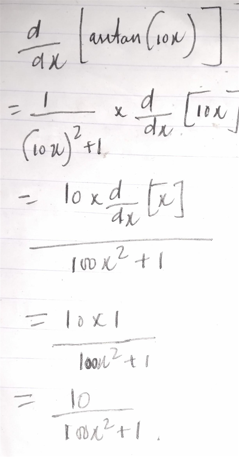 Find the derivative of arctan(10x)-example-1