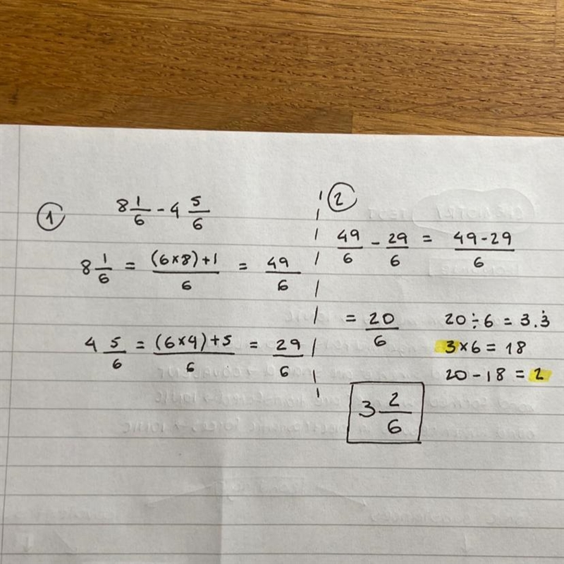 Subtract 8 1/6- 4 5/6 . Simplify the answer and write as a mixed number-example-1