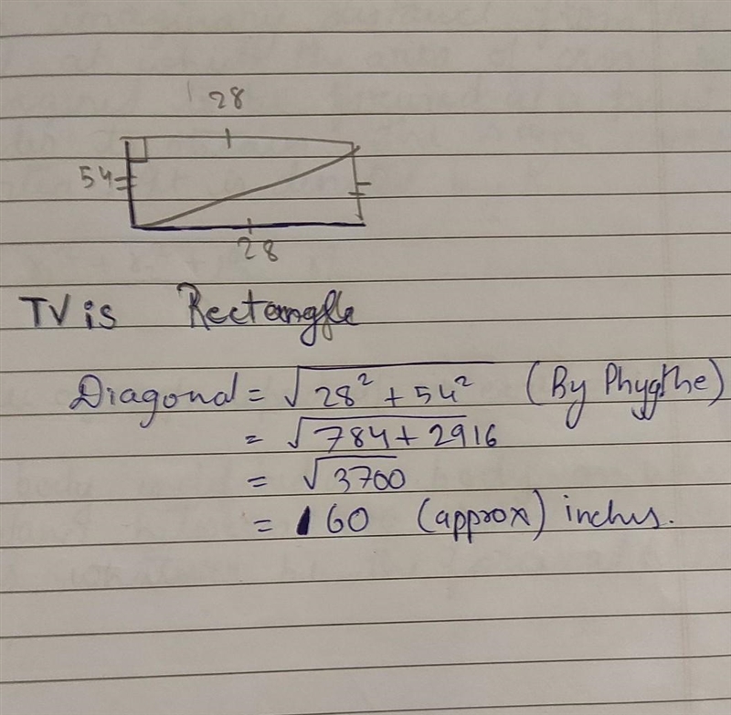 Television screens are usually described by the length of their diagonal measure. What-example-1