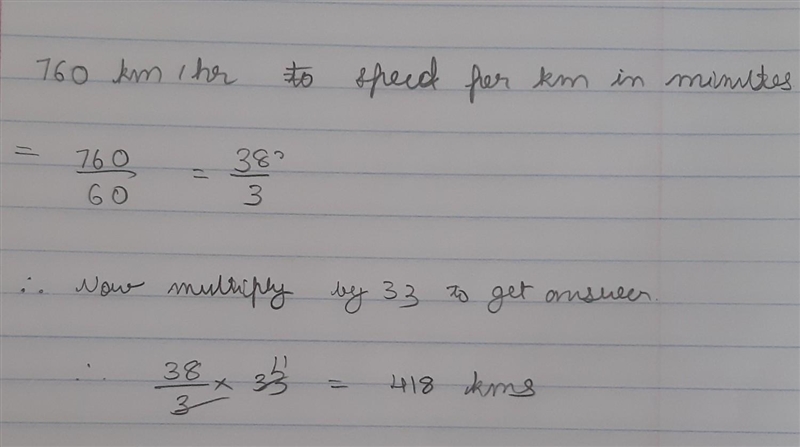 4 b. An airplane flies with a constant speed of 760 km/h. How far can it travel in-example-1