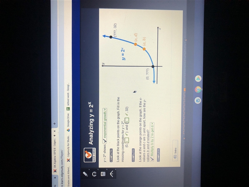 Look at the black points on the graph. Fill in the missing coordinates for y = 2^x-example-1