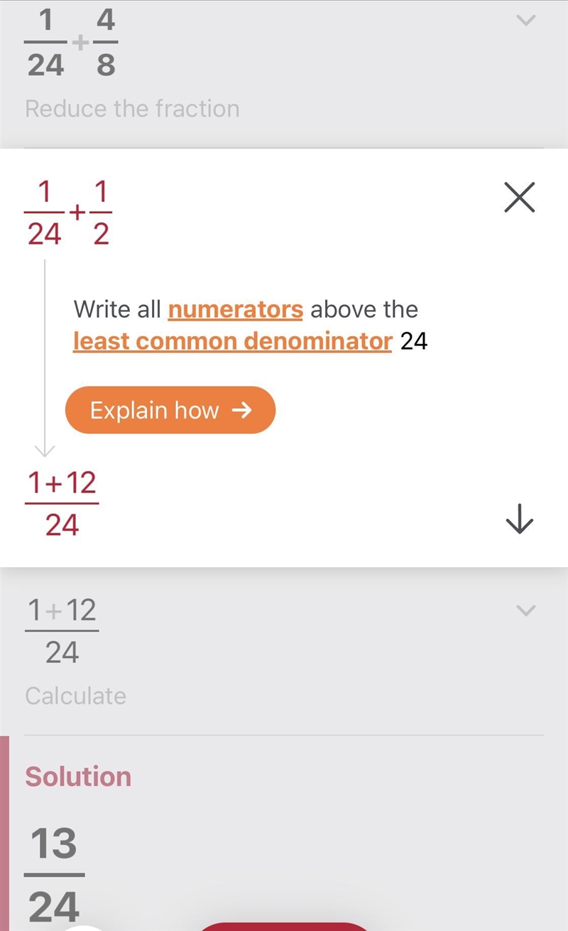 What's 1/24 + 4/8 simplified? ​-example-1