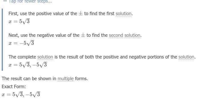 What is x^2=75 show work please if you understand​-example-2