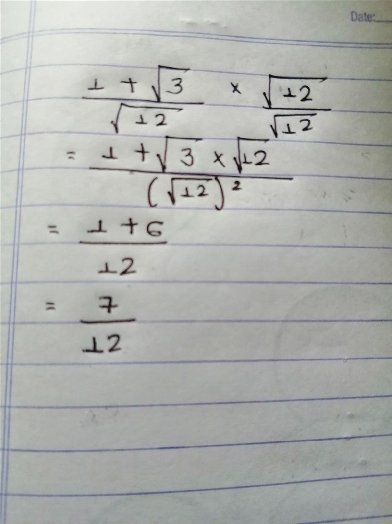 Rationalise { (1 + √(3) )/( √(12) ) } ​-example-1