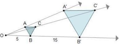 The perimeter of AABC is 13 cm. It was dilated to create A'B'C'. What is the perimeter-example-1