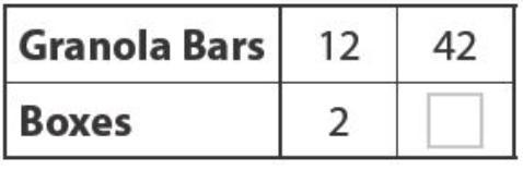 Find the number of boxes needed, x, for 42 granola bars. ​-example-1