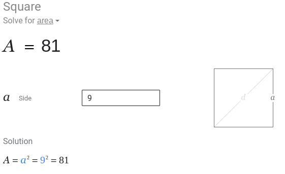 Find the area of the square. 9yd side​-example-1