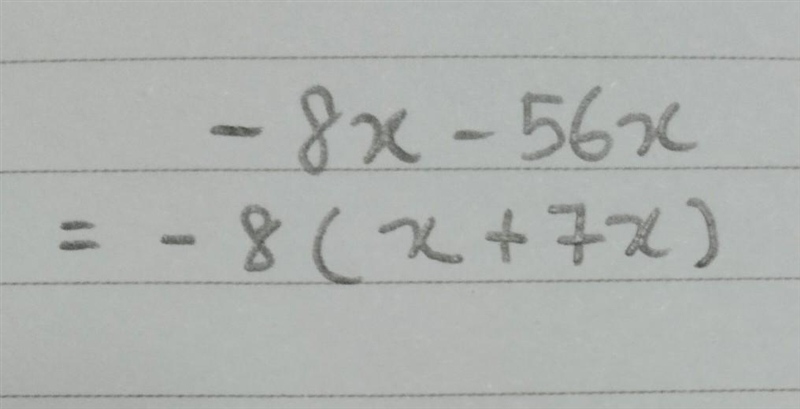 9. The expression -8x? – 56x written in fully factored form is a. -8x(x + 7) c. -8(x-example-1