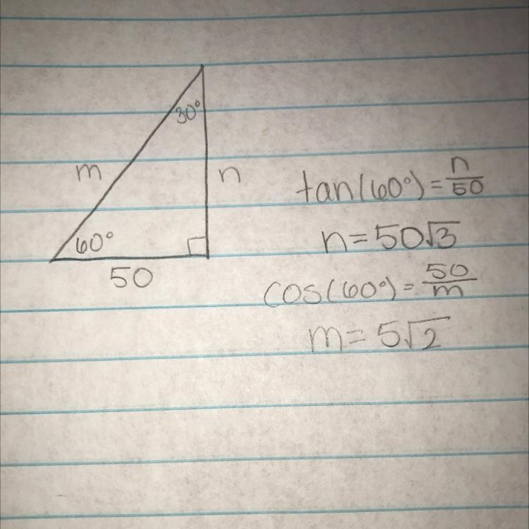 Instructions: Use the ratio of a 30-60-90 triangle to solve for the variables. Make-example-1